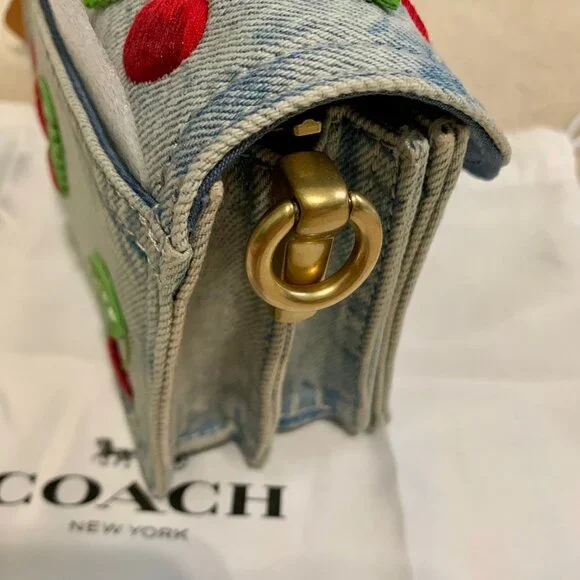Coach Denim Tabby 20 with Cherries NWT - Picture 5 of 13